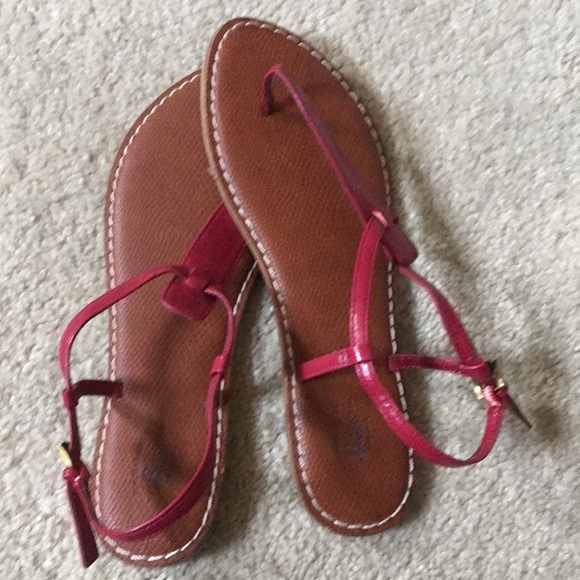 Bass GIA Red Thong Sandals with ankle Straps-Size 9M - Picture 4 of 8